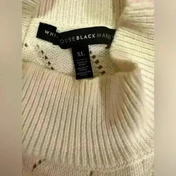 White House Black Market Pointelle Mock Neck Ruffle Sweater Size XL - Picture 7 of 8